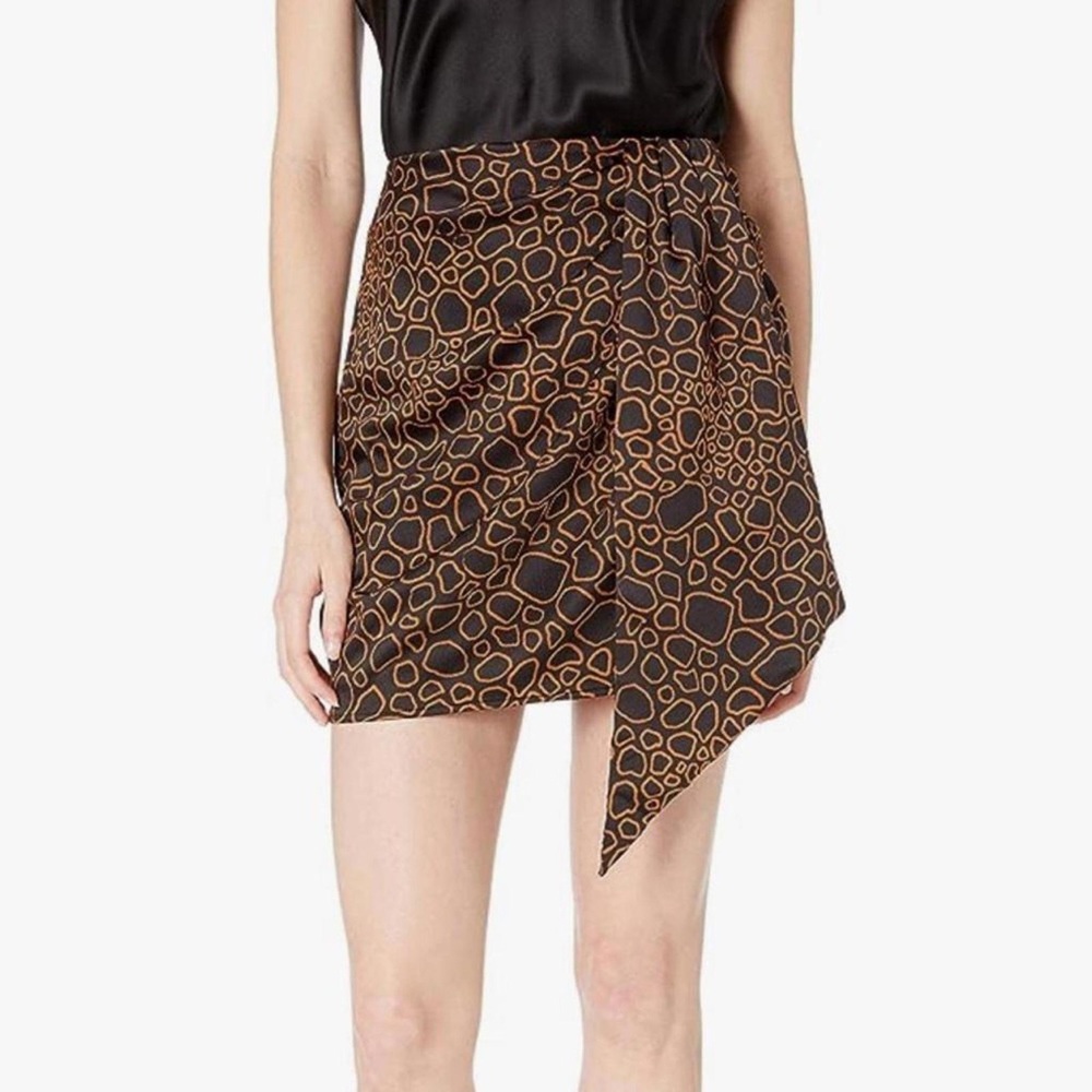 Satin Geo Print Draped Skirt